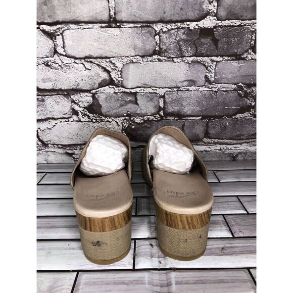 Dansko Maci Taupe Textured Beige Tan Leather Heel Sandals Women Sz 40EU/9.5M US - Picture 6 of 16